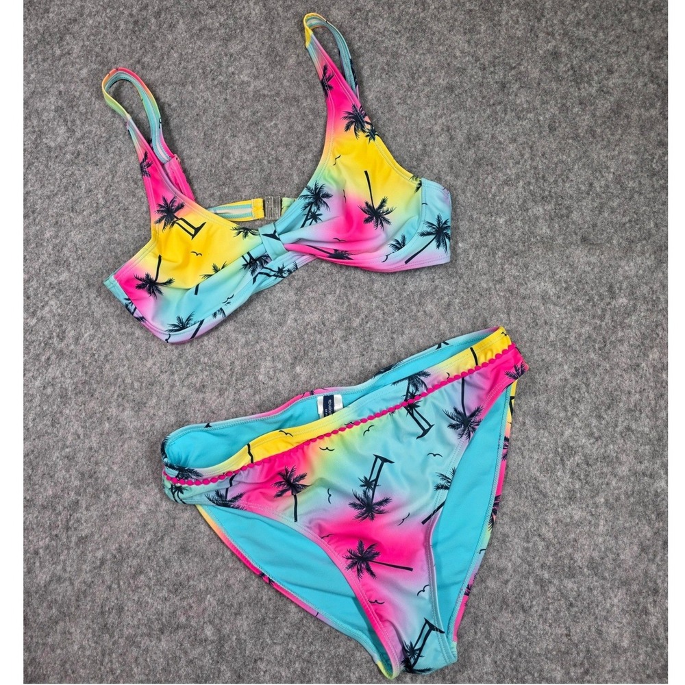 Weekend Bikini Swimsuit Colorful‎ Palm Tree Two Piece Top 11 Bottom 9 Tropical